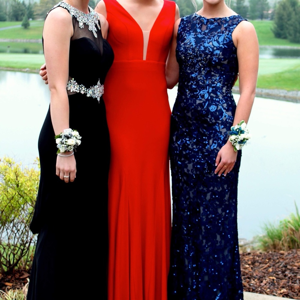 Navy Blue Sequin Long Dress